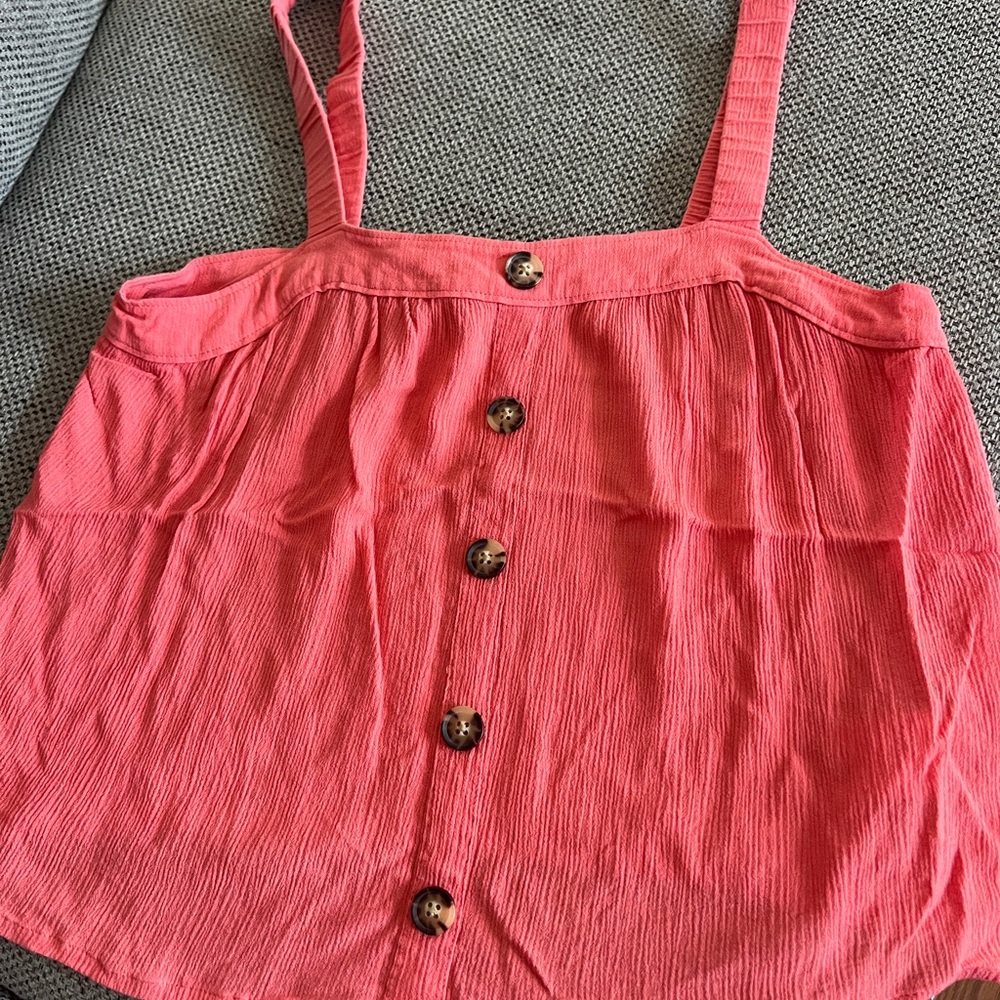 Express Coral Button-Down Tank Top